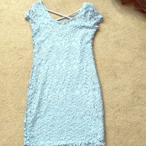 Light blue lace dress.